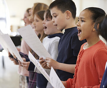Group Of School Children Singing In Choir Together
